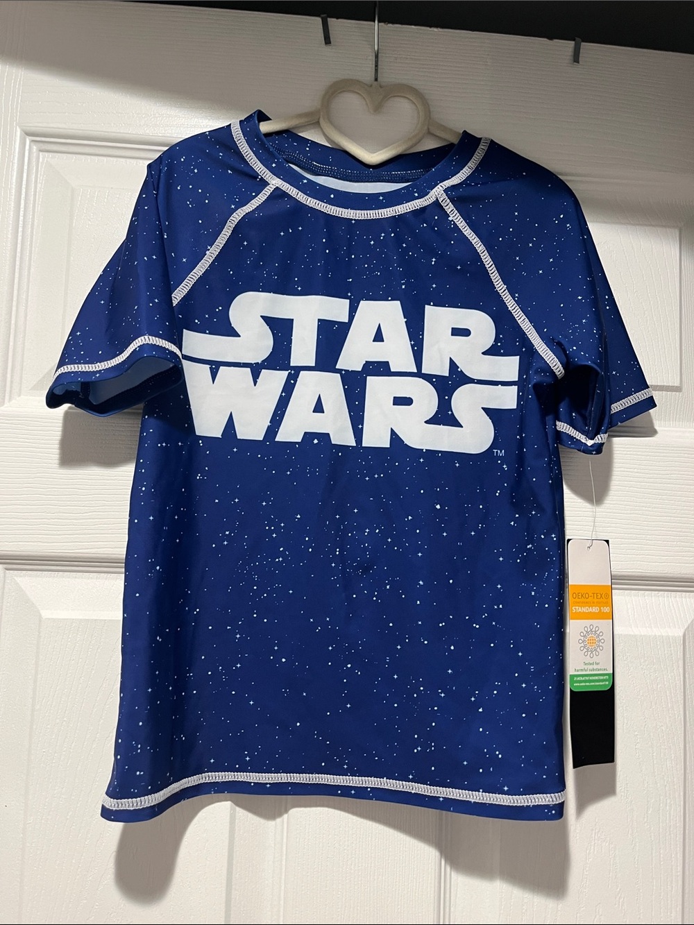 Star Wars Navy Blue Kids Short Sleeve Rashguard with White Logo